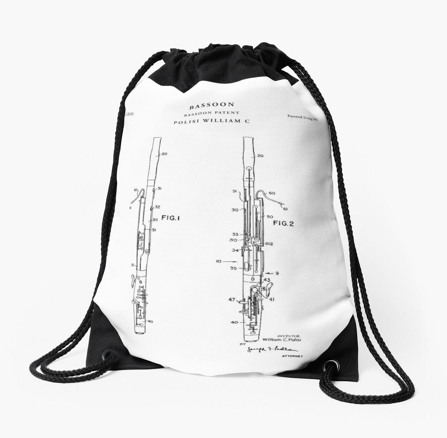 1435x1404 bassoon patent drawing blueprint drawstring bag