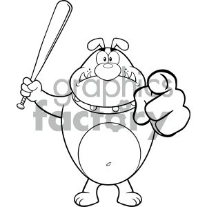 300x300 Royalty Free Rf Clipart Illustration Black And White Angry Bulldog