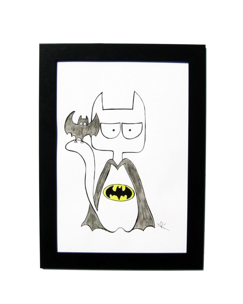 800x1000 Drawing Handmade Bat Cat With Bat Art And Cat