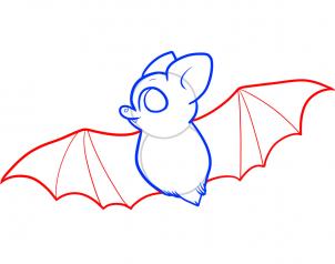 302x238 Draw A Bat For Kids, Step