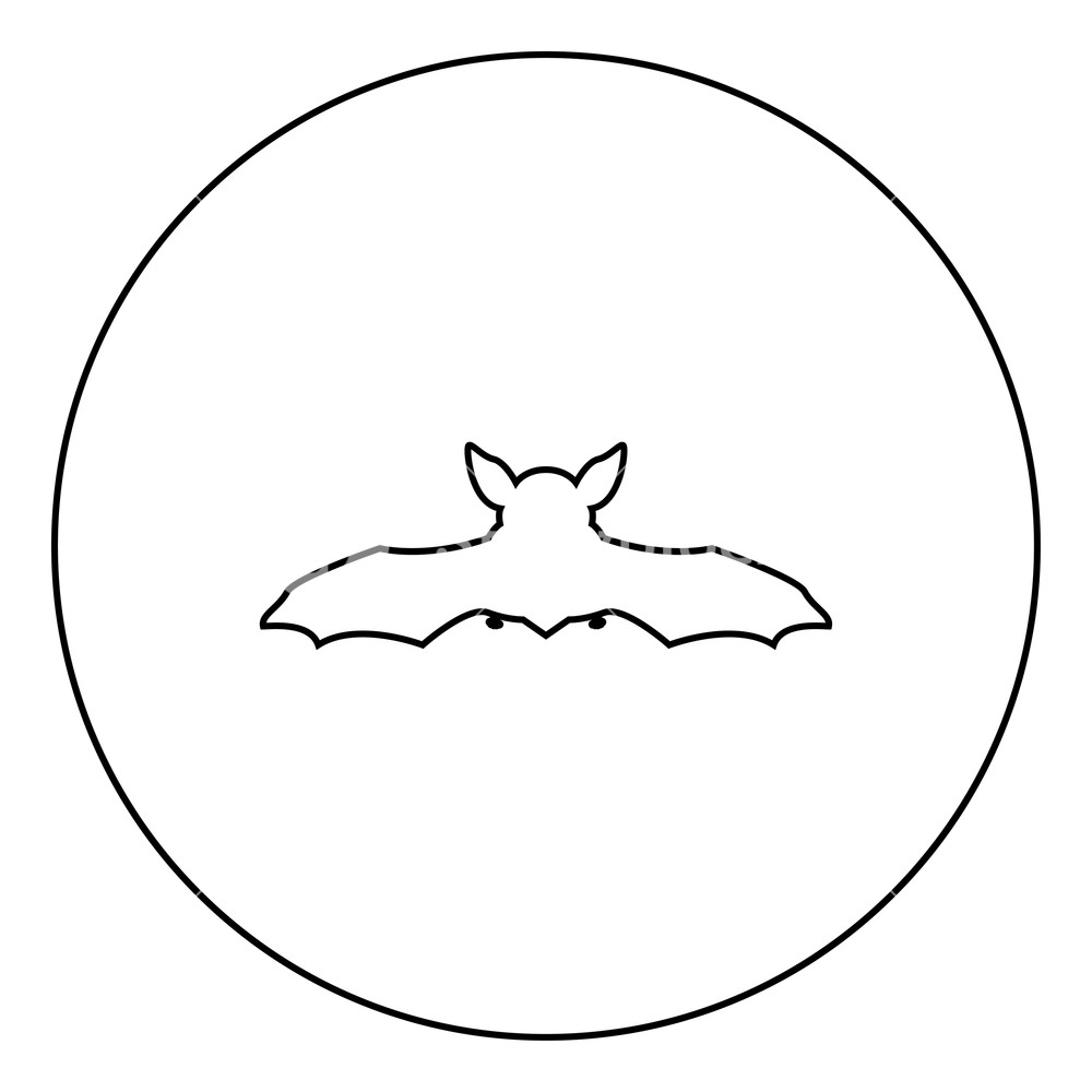 1000x1000 Night Bat Black Icon In Circle Outline Vector Illustration Image