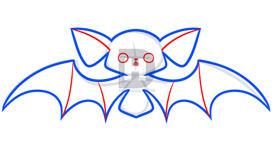 1080x571 How To Draw A Kawaii Halloween Bat, Step