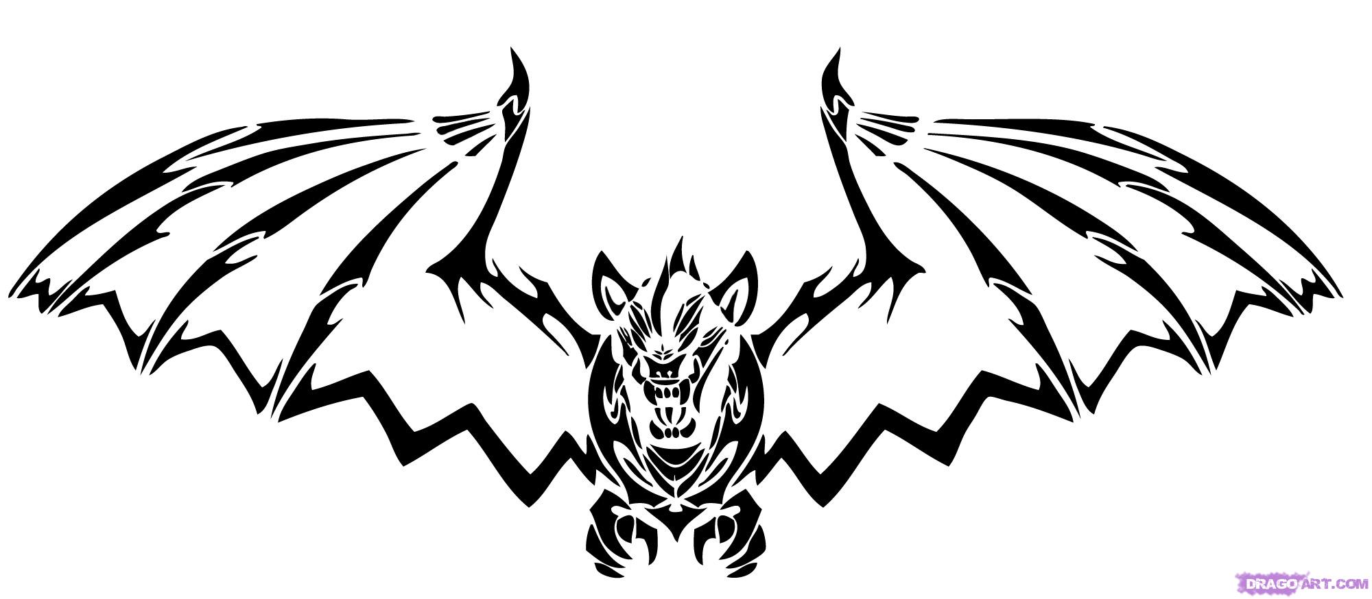 2000x874 How To Draw A Tribal Bat, Step