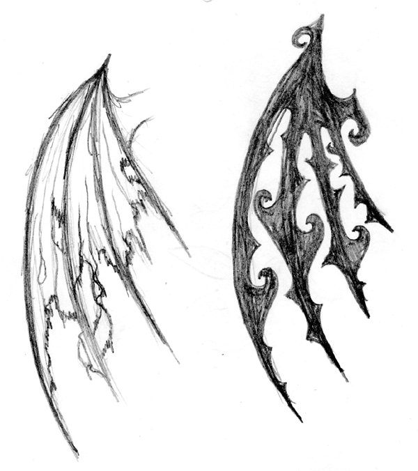 600x676 Wing Tattoo Sketches