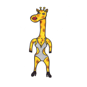 300x300 Giraffe Bathing Suit Drawing