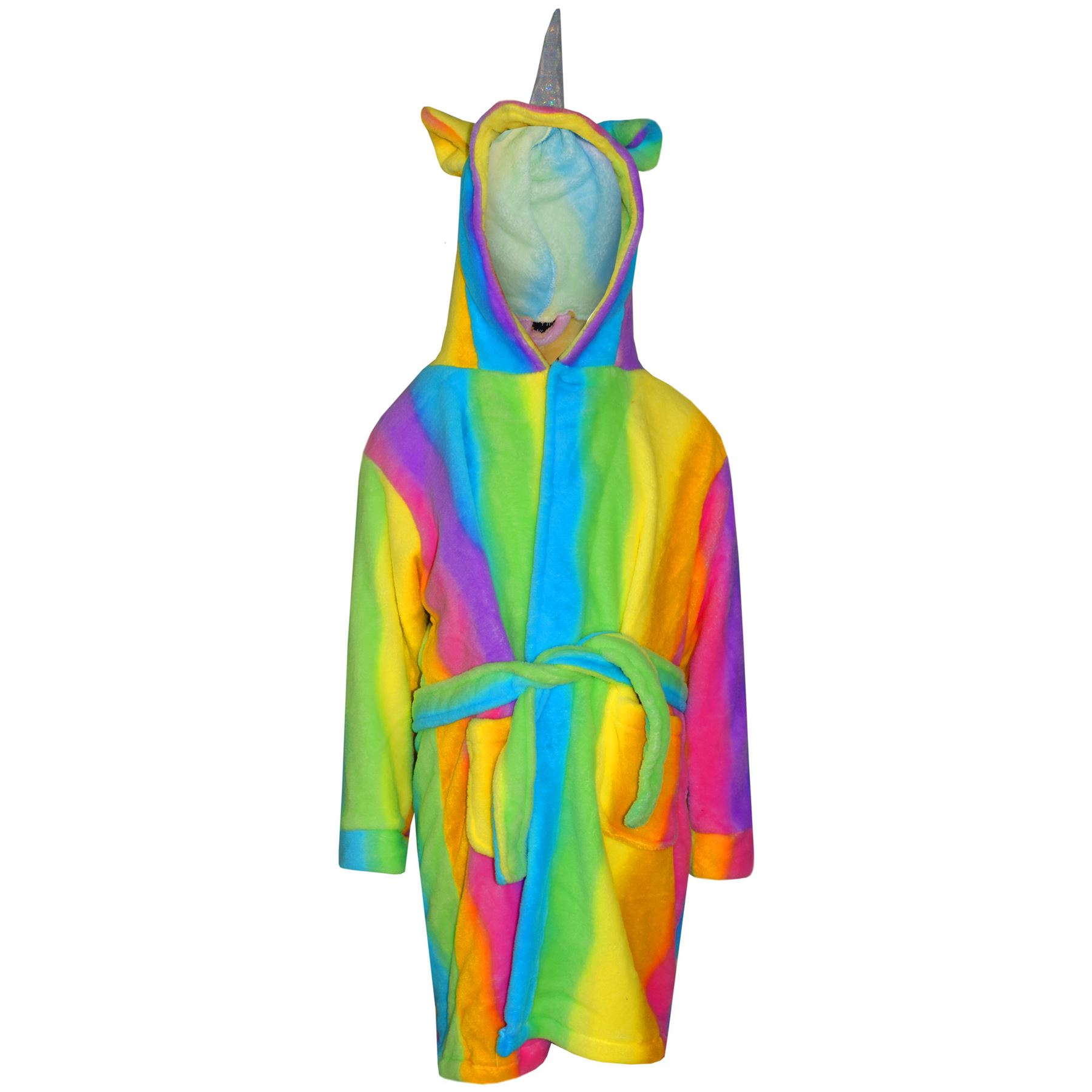 1800x1800 girls bathrobe animal rainbow unicorn fleece dressing gowns