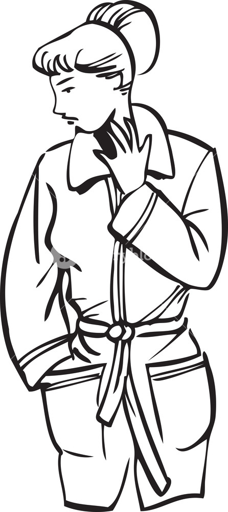 446x1000 Illustration Of A Lady In Bathrobe Royalty Free Stock Image