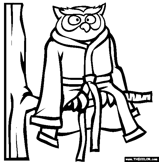 554x564 Owl In Bathrobe Online Coloring Page