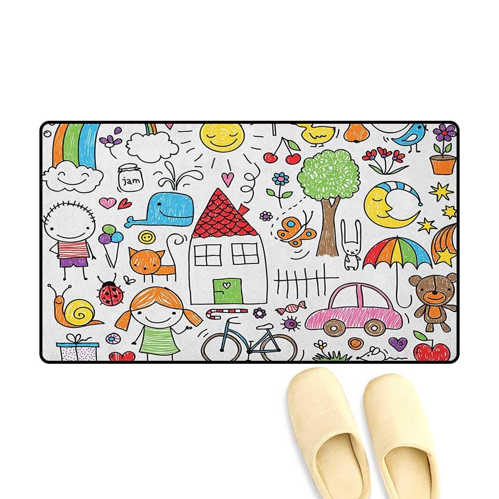1000x1000 Zojihouse Doodle Bath Mat For Tub Bathroom Simple