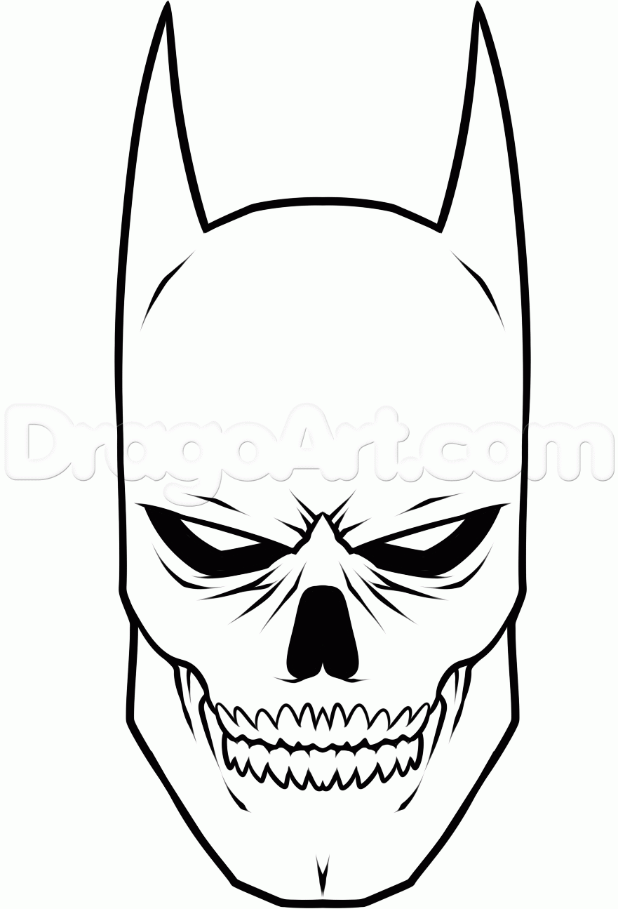 881x1295 How To Draw A Batman Skull Step Batman In Batman