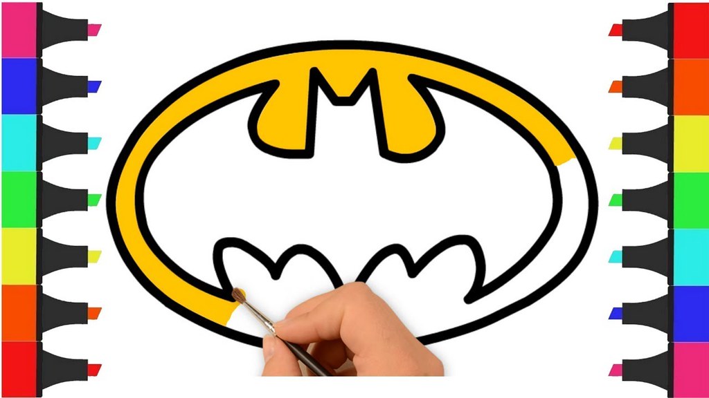 1024x576 Batman Logo Coloring Pages For Kids How To Draw Batman