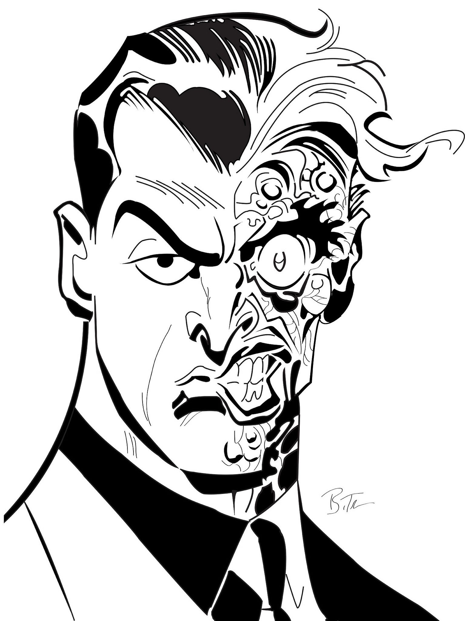 1533x2048 two face vector in arkham asylum art, art sketches