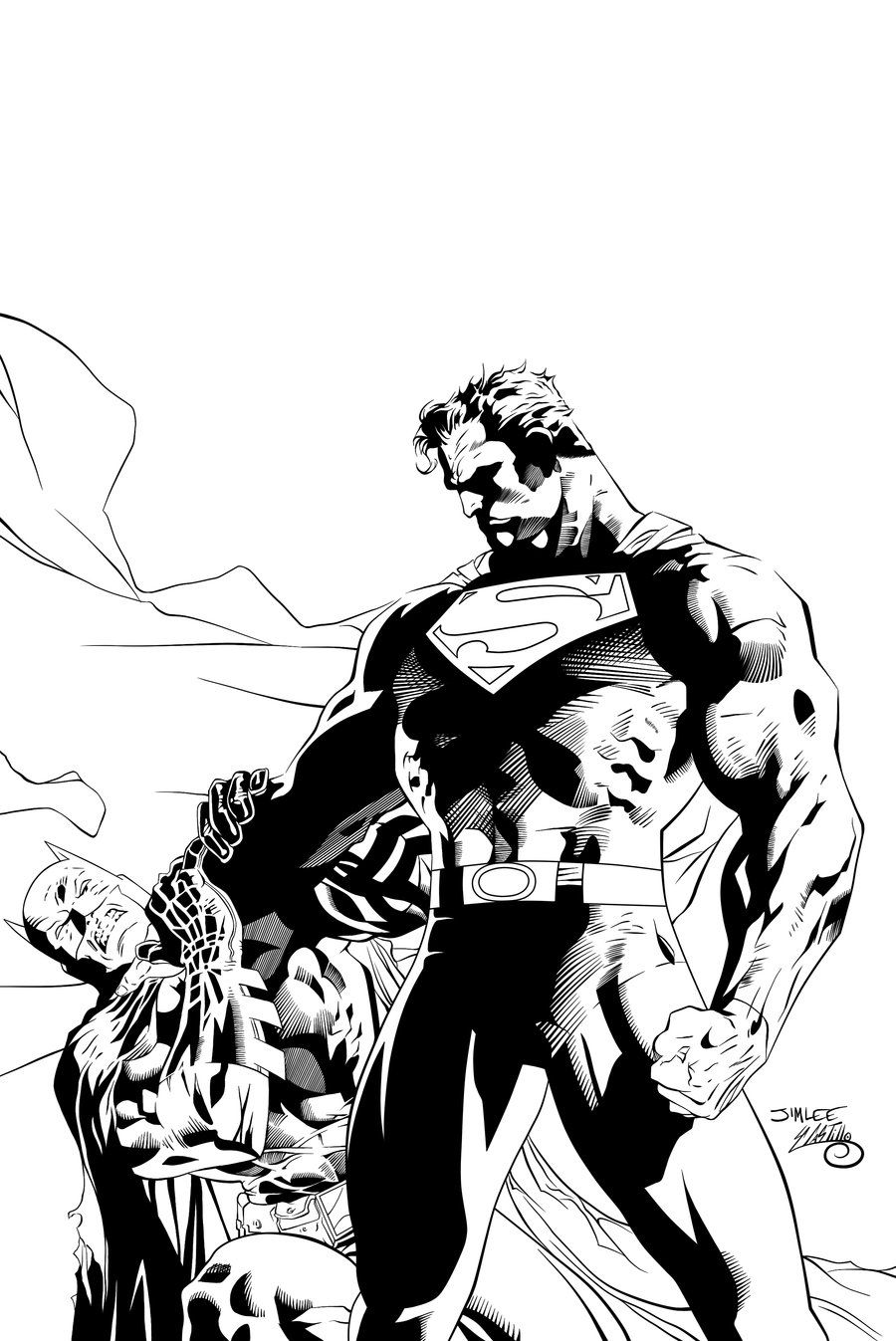 900x1347 Batman V Superman Clipart Line Drawing