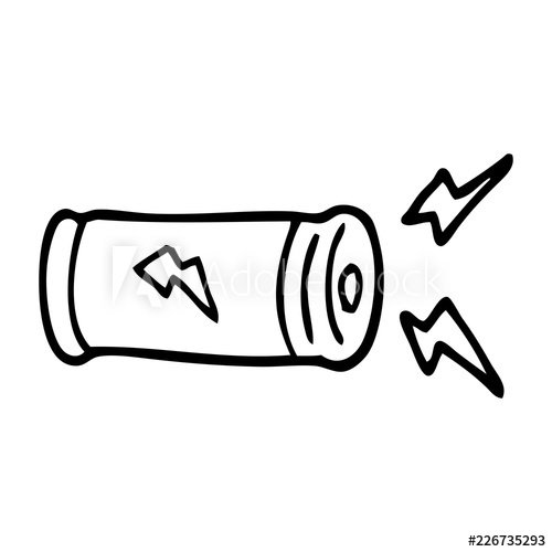 500x500 Line Drawing Cartoon Electric Battery