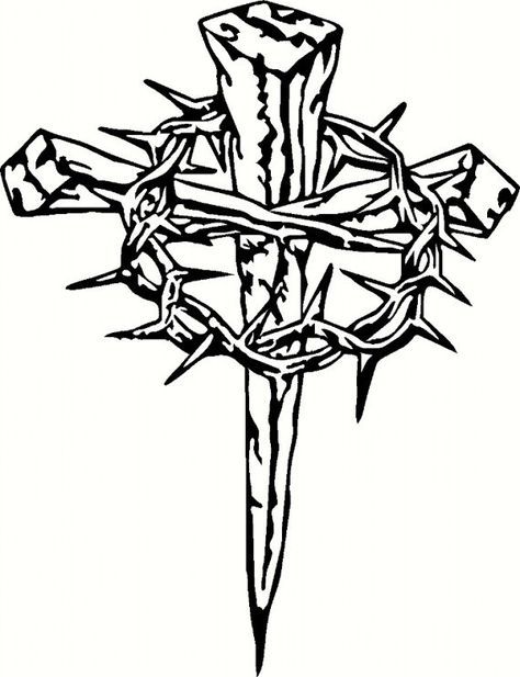 474x617 Vinyl Cross With Crown Of Thorns Tattoos Thorn Tattoo, Cross