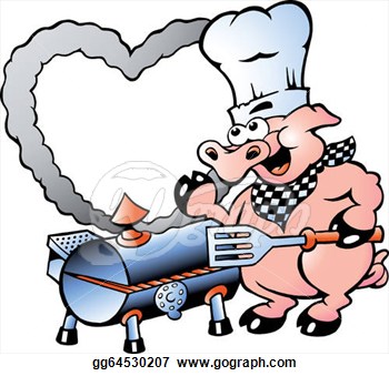 350x339 Illustration Of An Chef Pig Making Bbq Clipart Drawing