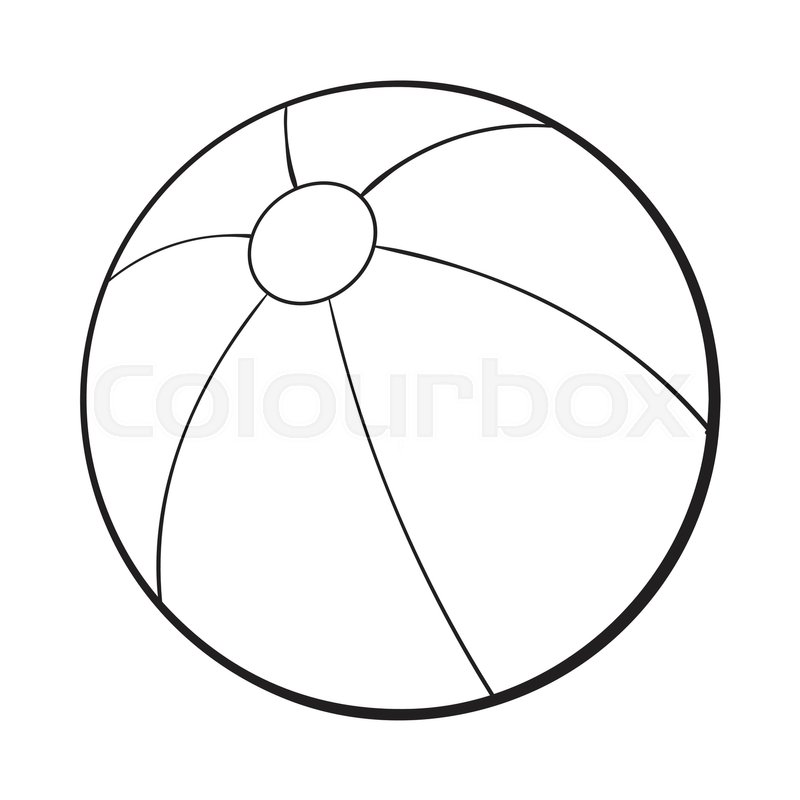800x800 black and white inflated beach ball, stock vector colourbox
