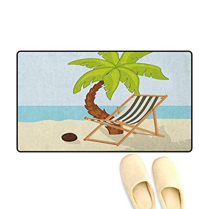 425x425 Beach Bath Mat For Tub Bathroom Cartoon Style Drawing