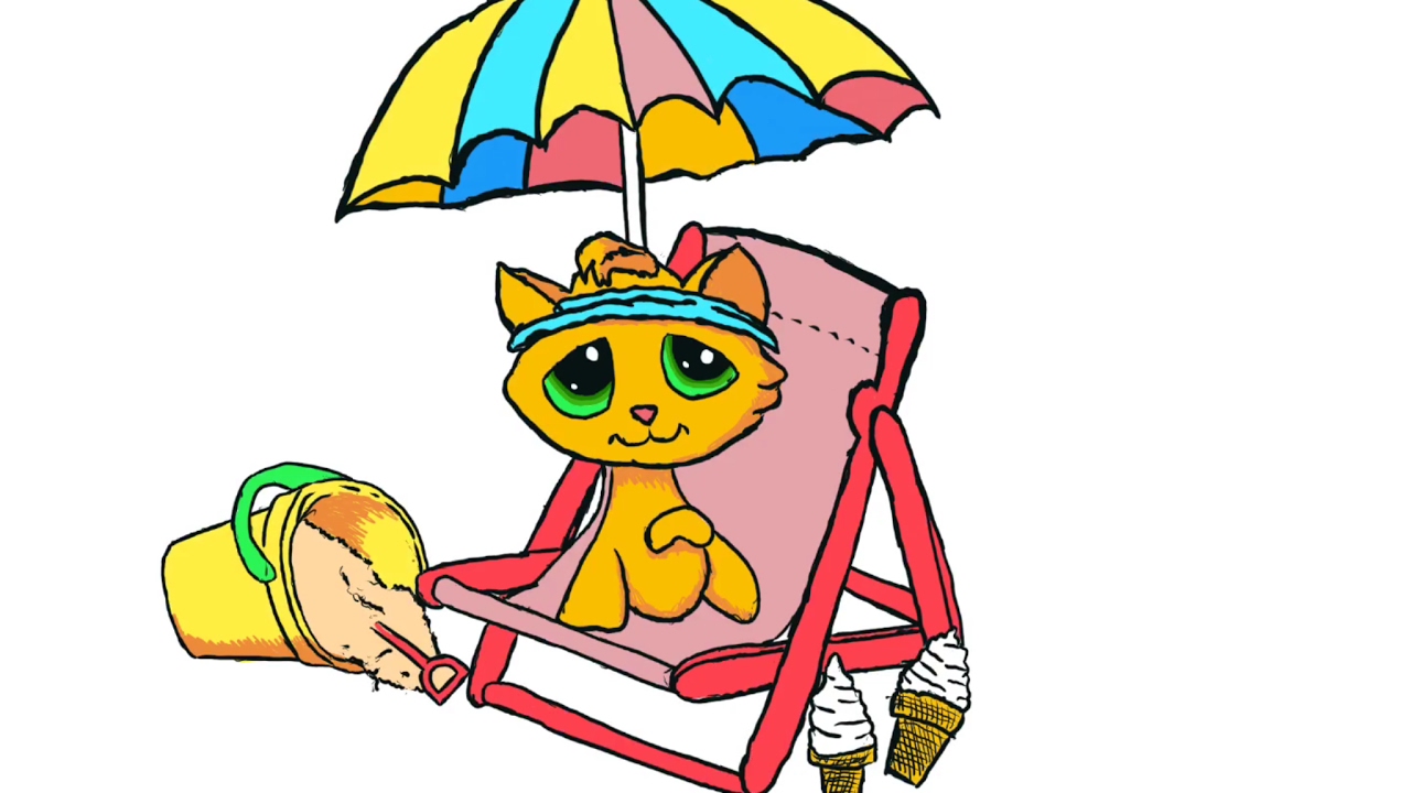 1280x720 lps littlest pet shop kitty at the beach animated time lapse