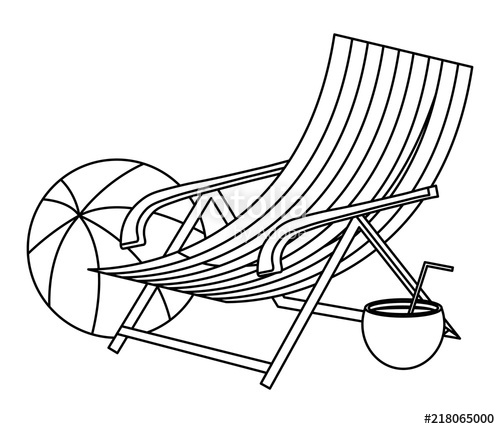500x429 Beach Seat With Coconut Cocktail And Ball Over White Background