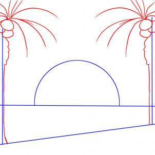 302x302 How To Draw A Sunset, Step