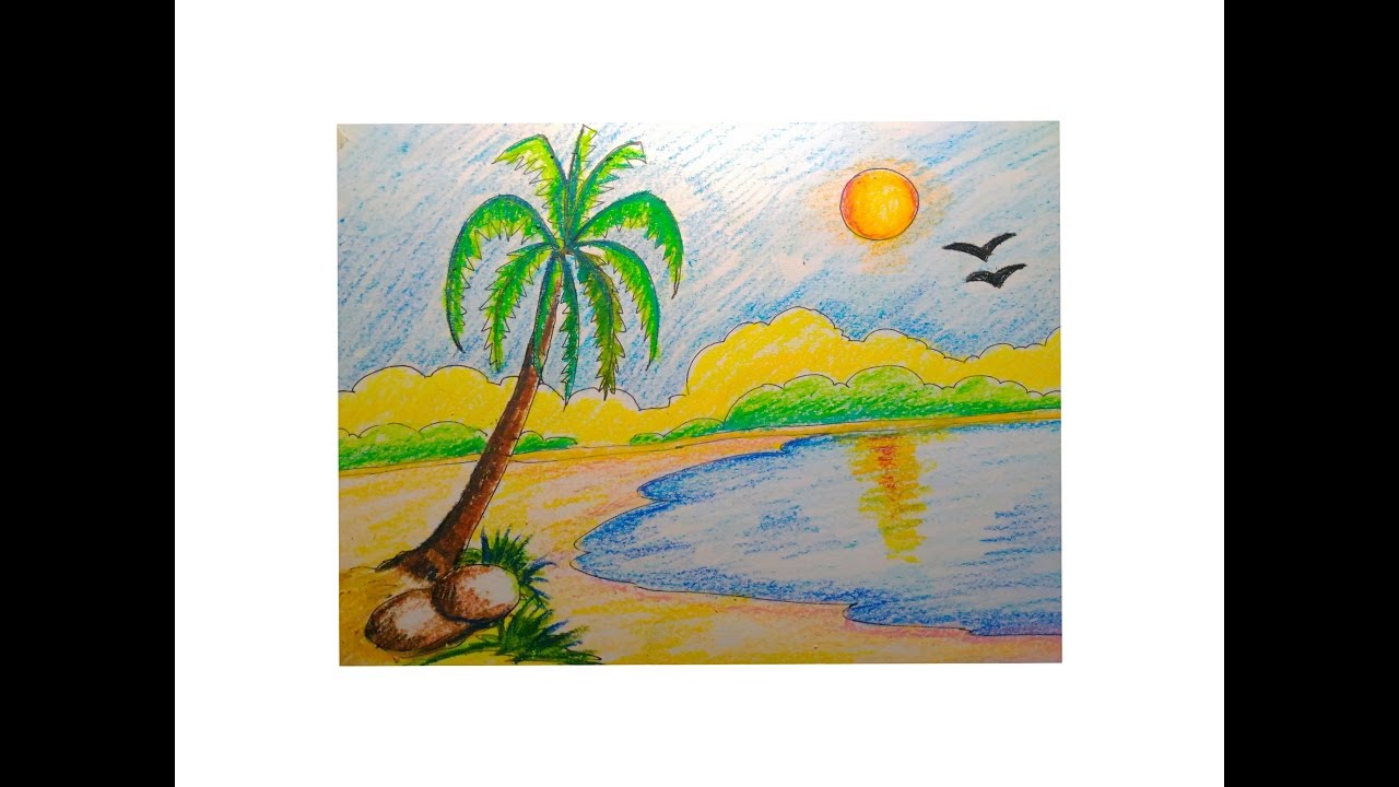 1280x720 How To Draw A Beautiful Beach Scenery For Kids