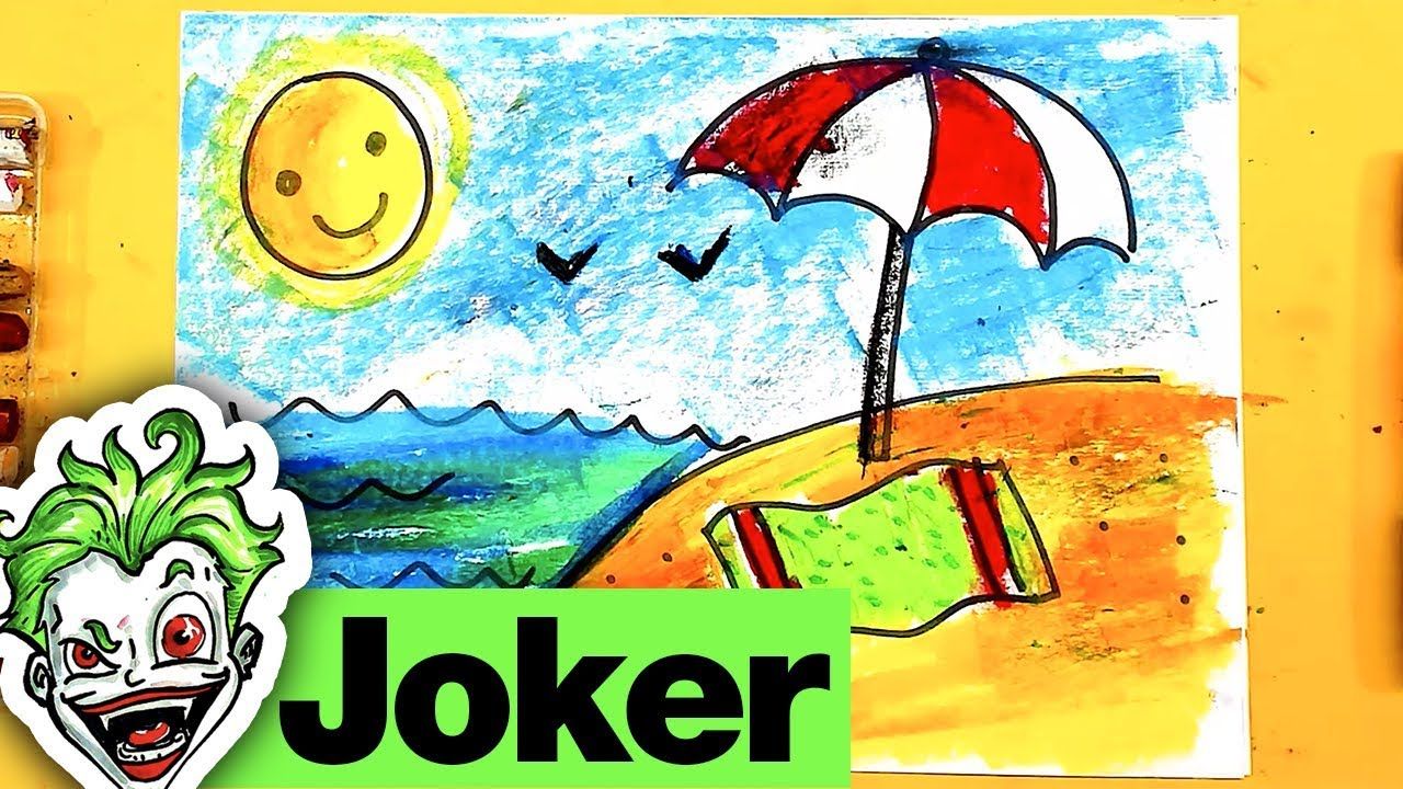 1280x720 How To Draw A Beach And The Sun Scenery Art For Kids Draw