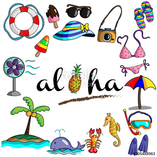 500x500 Vector And Illustration Hand Drawing Style Summer Icon With Aloha