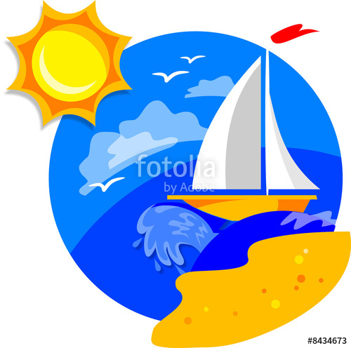 500x496 Drawing Of A Small Ship Near A Beach Stock Photo And Royalty Free
