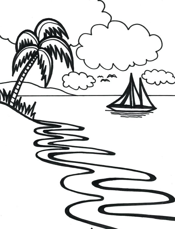 600x786 graphic coloring pages beautiful beach line drawing in art graphic
