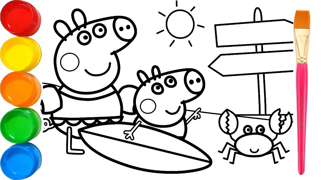 1280x720 Peppa Pig Rest On The Beach Drawing Coloring Book
