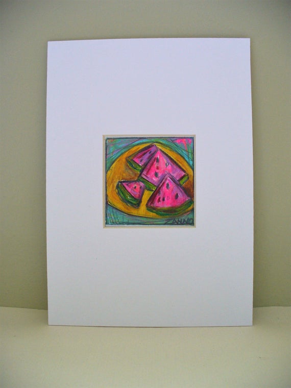 570x760 Watermelon Drawing Art Beach House Kitchen Wall Decor Chef Etsy