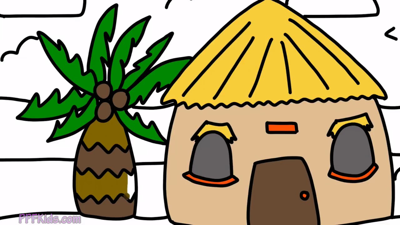 1280x720 Learn How To Draw A Beach Hut With This Easy Drawing And Coloring