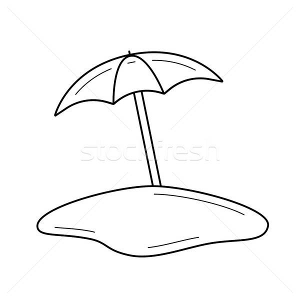 600x600 Beach Umbrella Line Icon Vector Illustration Andrei Krauchuk