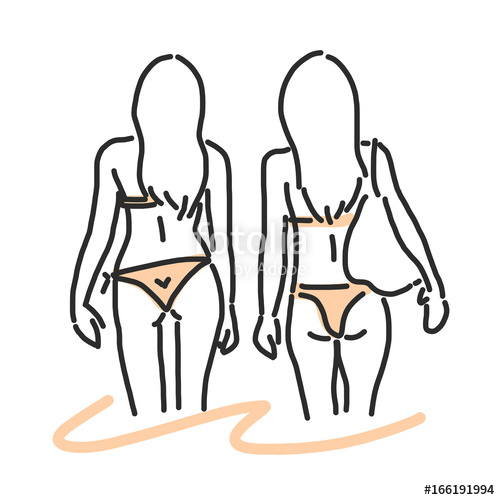 500x500 People On The Beach Walking Summer Time Hand Drawn Line