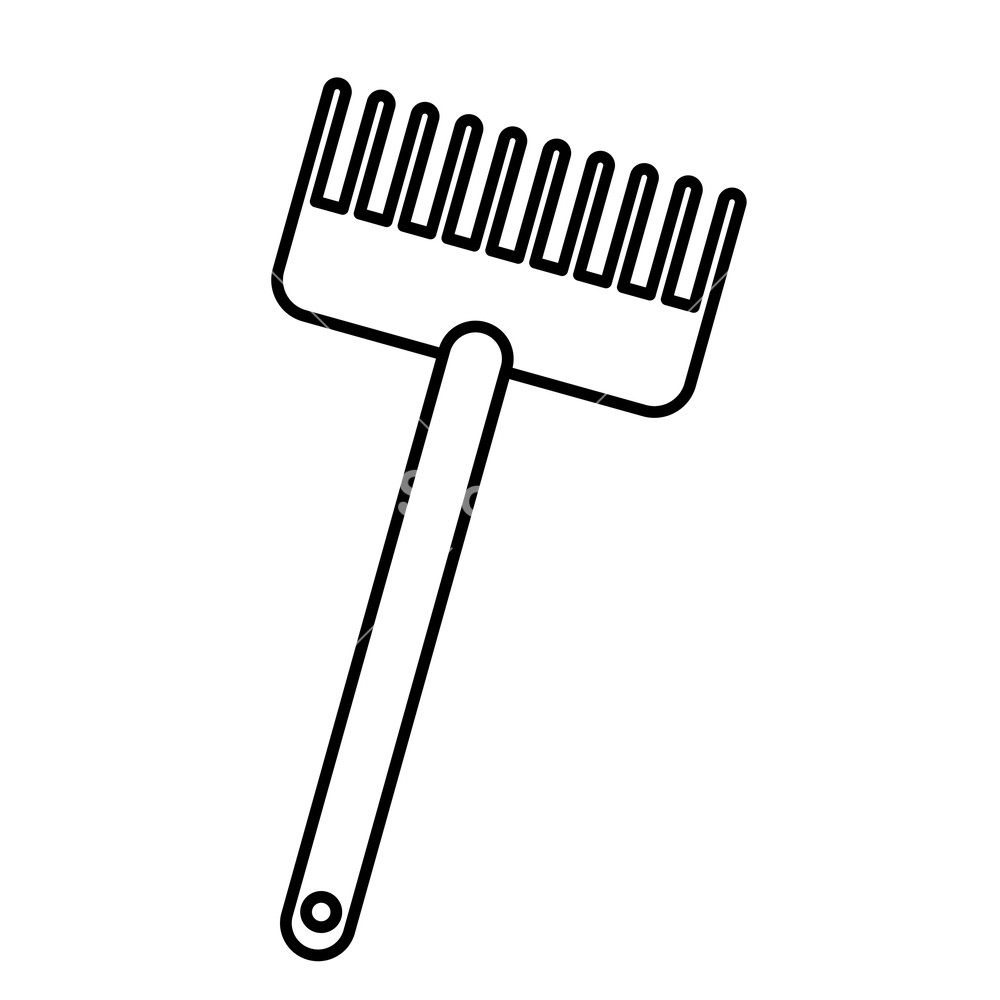 1000x1000 Rake Toy Beach Isolated Drawing In White Background Vector