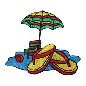 300x300 Beach Scene Patch Umbrella Flip Flop Craft Embroidered