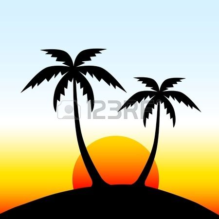 450x450 Stock Vector Art Palm Tree Sunset, Palm Tree Drawing, Palm