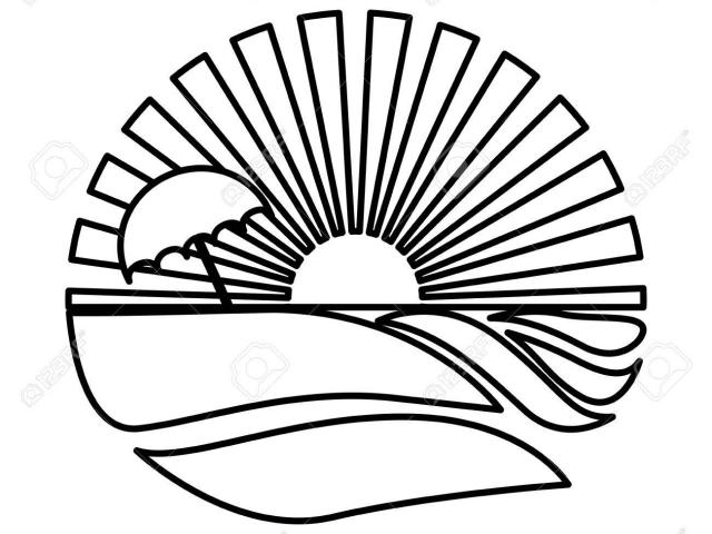 640x480 Sunset Clipart Drawn Beach