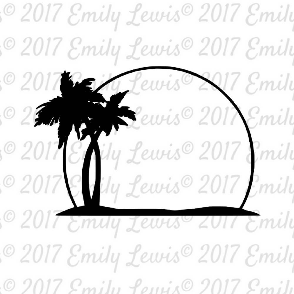 1000x1000 Beach Sunset Clipart Black And White