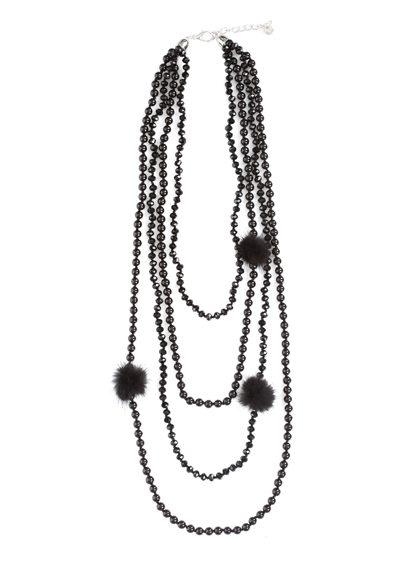 1437x1920 Necklace With Beads And Pom Pom In Black, Celestino