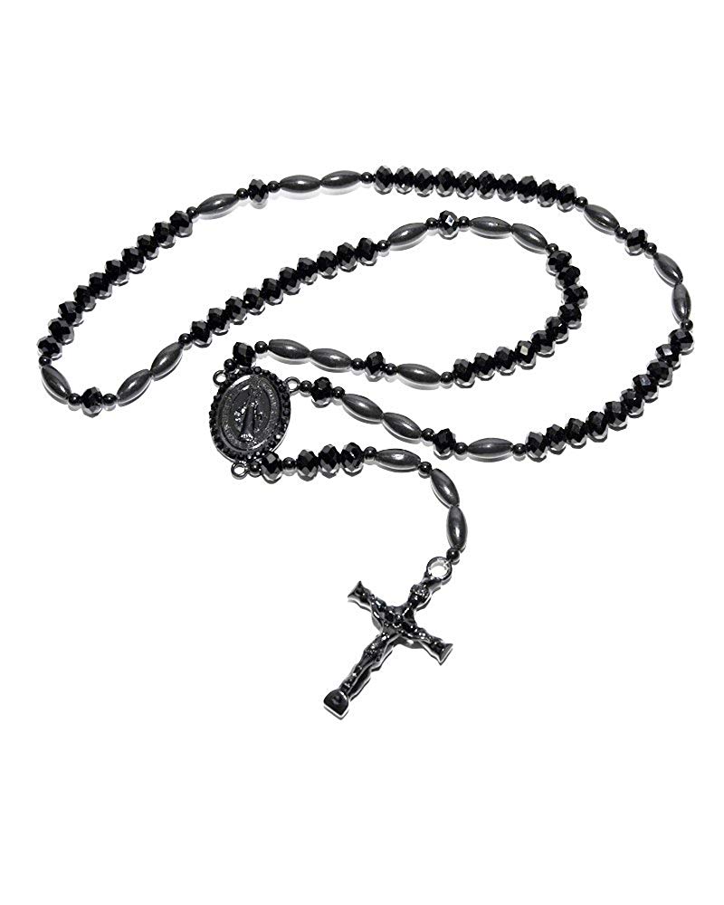 800x1000 Black Crystal Glass Beads Faceted Men Rosary Chain