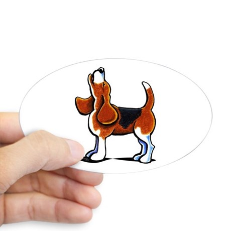 460x460 Beagle Drawing Oval Stickers