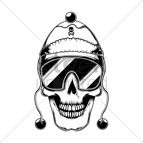 600x600 Skull With Beanie Cap Vector Image