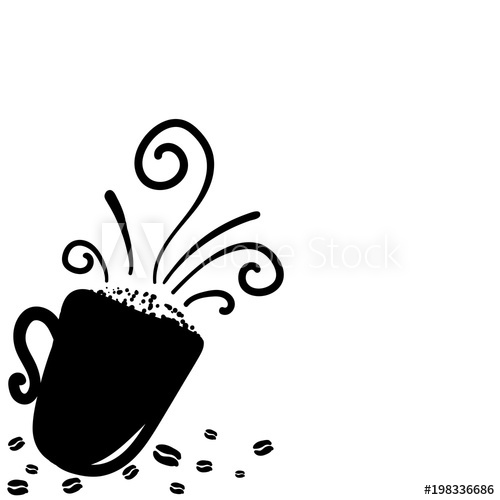 500x500 Coffee Mug And Beans Doodle Drawing