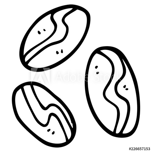 500x500 Line Drawing Cartoon Of Coffee Beans