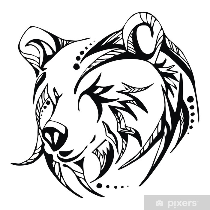 700x700 Bear Head Tattoo Vector Wall Mural We Live To Change