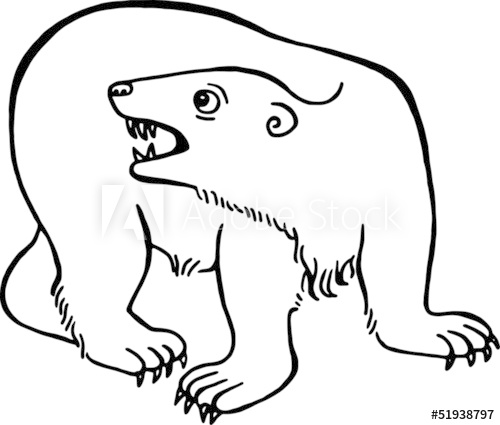 500x425 Polar Bear Line Drawing