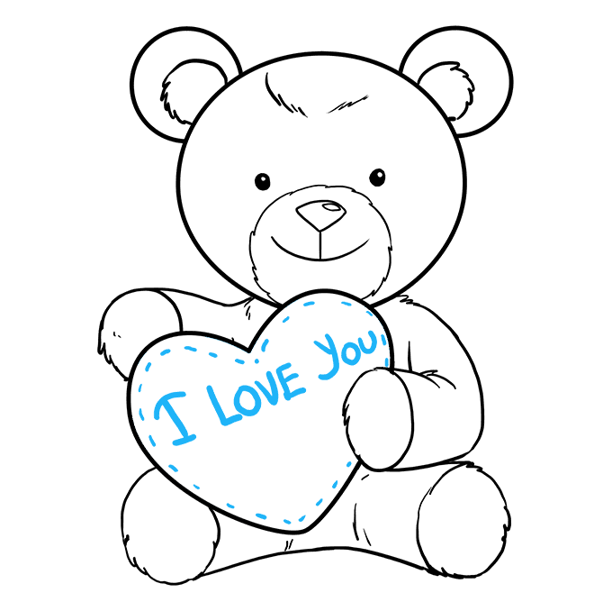 680x678 How To Draw A Teddy Bear With A Heart