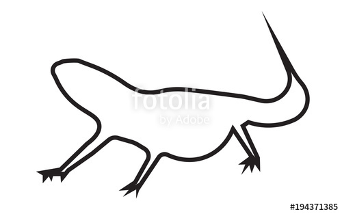 500x313 Bearded Dragon Silhouette Outline On White Background Stock Image